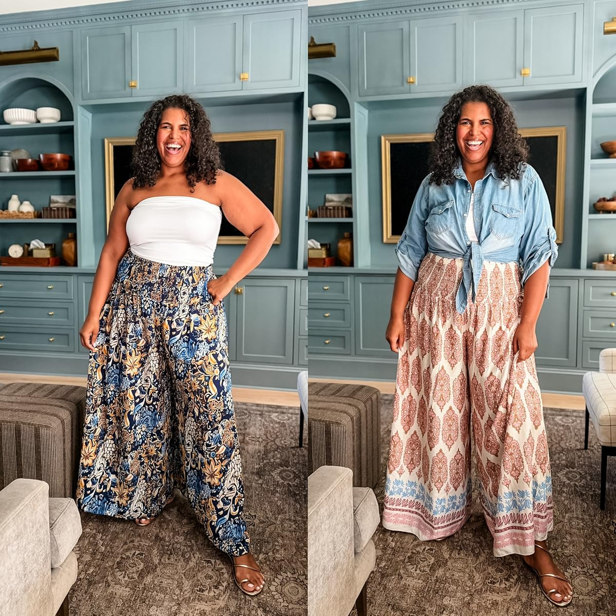 The comfiest magic pants! I’m wearing size xl in pants, and size xxl in tube top and jean top. #summerstyle #amazonfashion 

 #LTKootd #LTKOver40 #LTKPlusSize