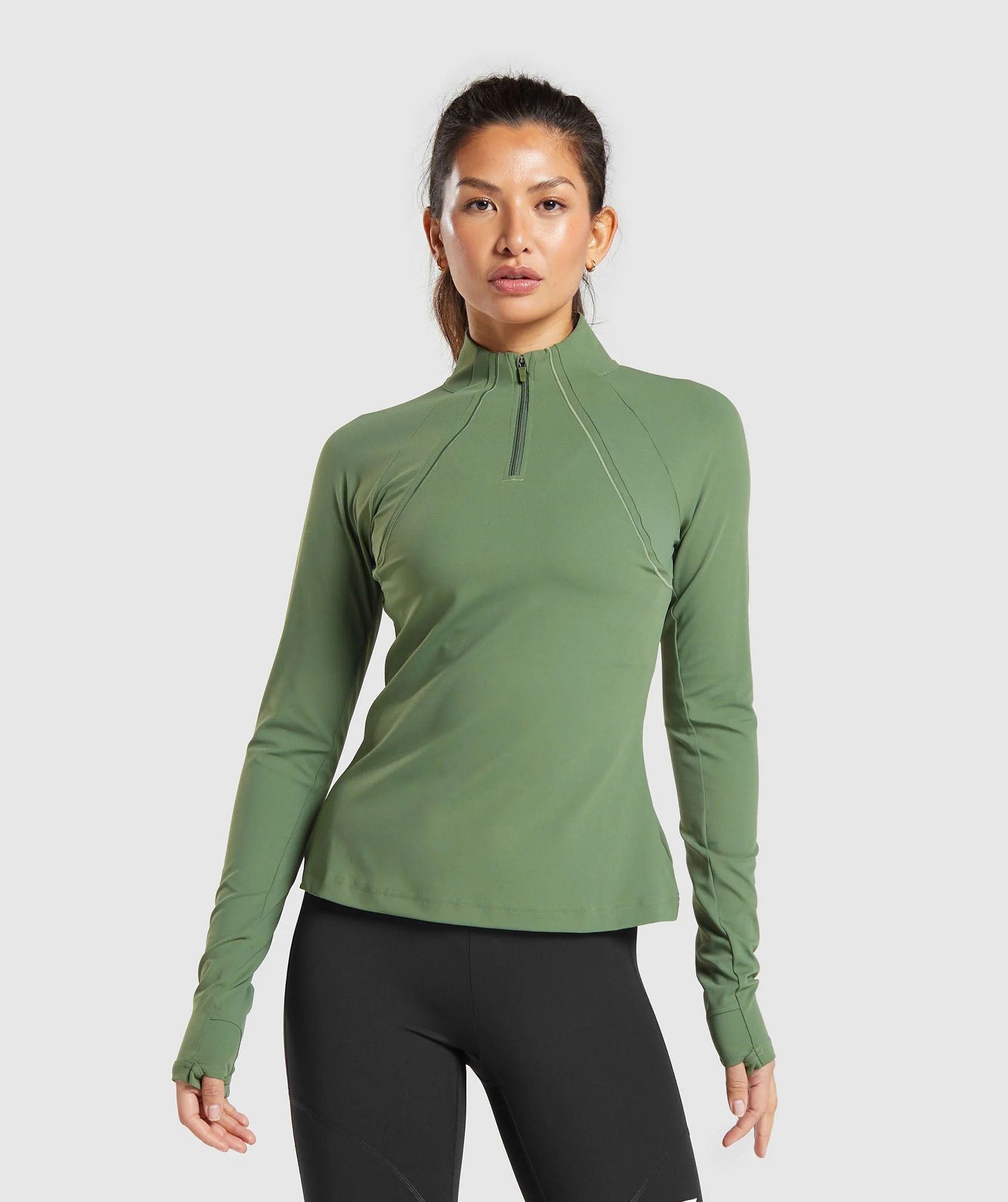 Gymshark Running 1/4 Zip - Force Green | Gymshark US