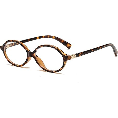 Fashion Oval Glasses for Women Men Retro Round Tortoise Frame Blue Light Glasses Nerd Eyeglasses | Amazon (US)