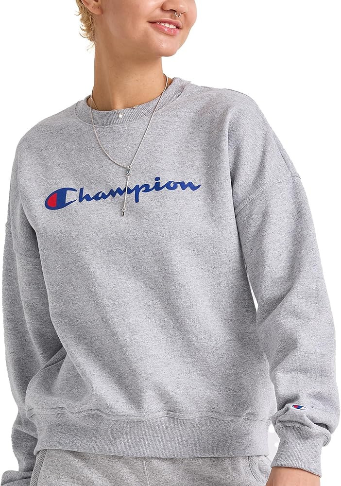 Champion Women's Sweatshirt, Powerblend, Crewneck for Women, Script (Plus Size Available) | Amazon (US)