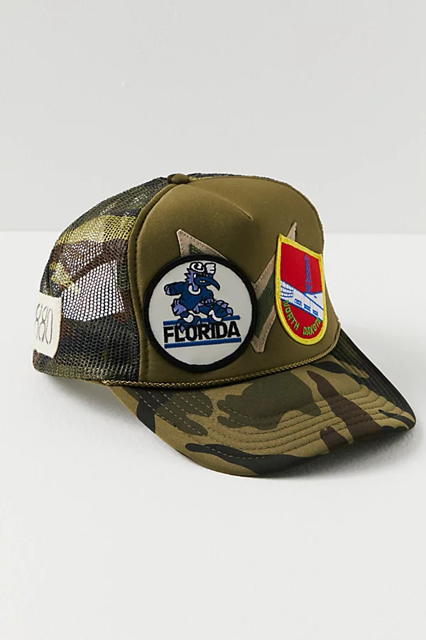 Camo Patched Trucker Hat by Riley Vintage at Free People, Camo, One Size | Free People (Global - UK&FR Excluded)