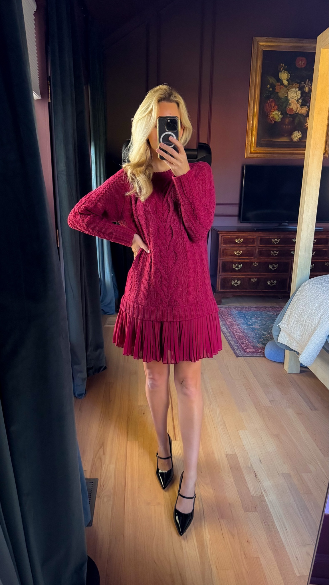 Christmas clothes holiday outfit Thanksgiving outfit family photo outfit bow dress red dress midi dress sweater dress black heels

#LTKSeasonal #LTKCyberWeek #LTKHoliday