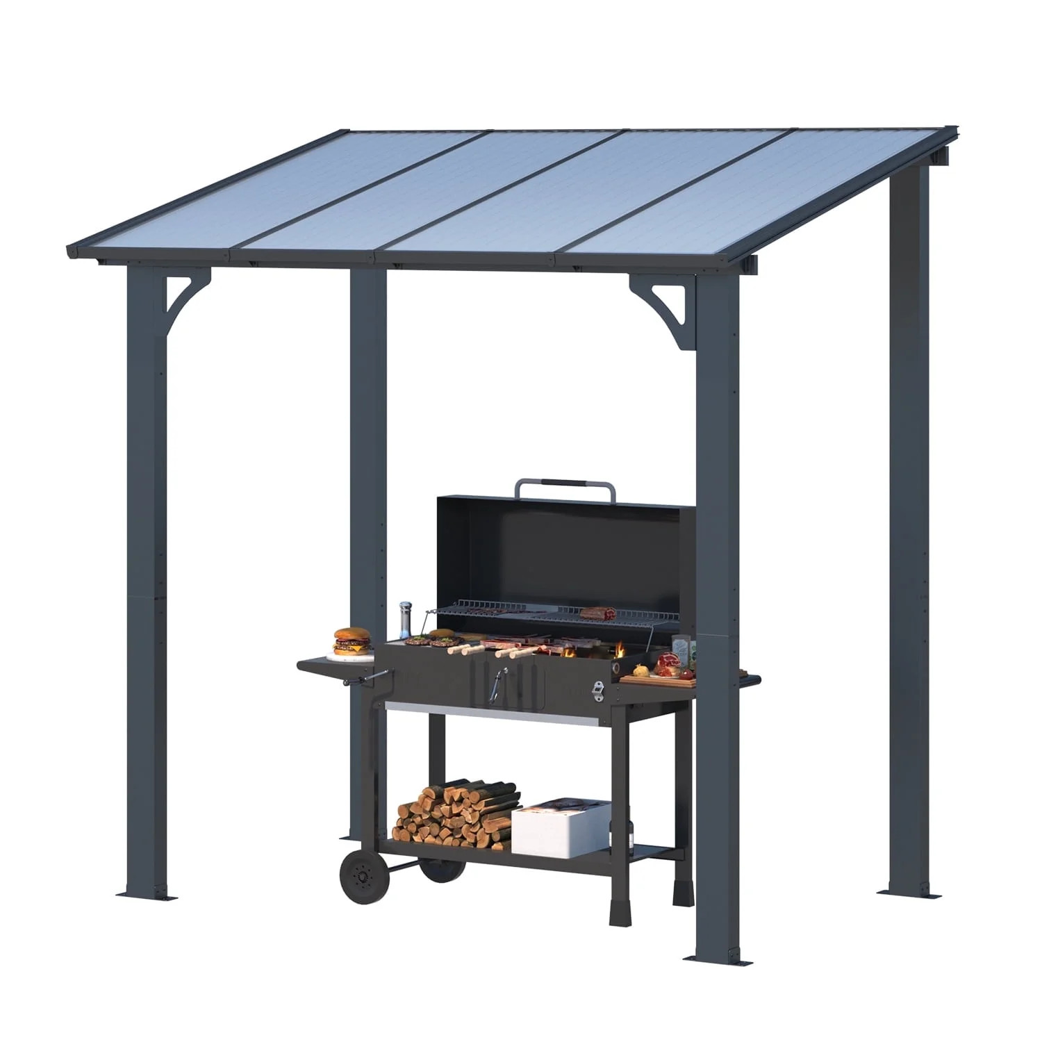 AECOJOY 5' x 8' Hardtop Gazebo Outdoor Aluminum Pergola ​For Garden, Patio, Backyard-​Black | Walmart (US)