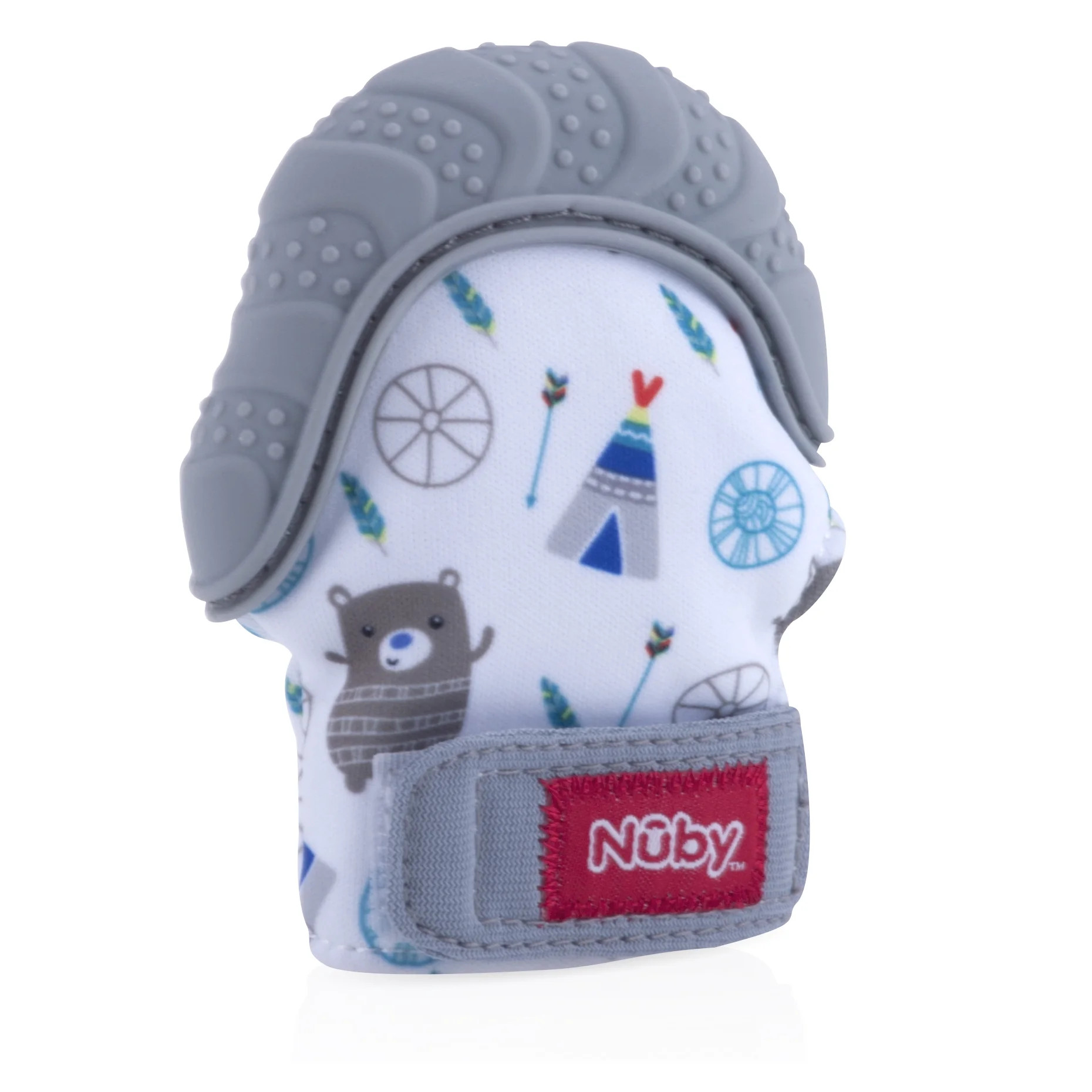 Nuby Teething Mitten with Hygienic Travel Bag, Gray Bear - Walmart.com | Walmart (US)