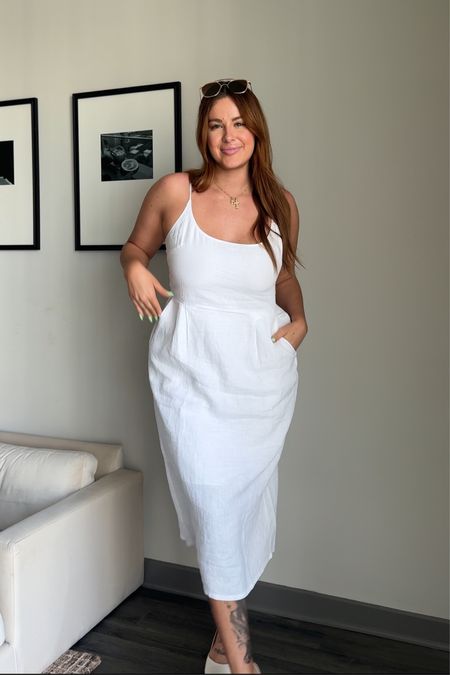 Linen lightweight white dress for summer farmers markets, vacations or brunch 🌞🐚🤍 Im wearing a size large :)

#LTKStyleTip #LTKMidsize #LTKFindsUnder100