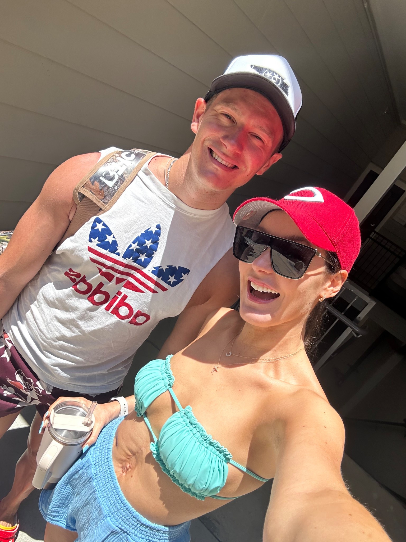 Fourth of July 🇺🇸, pool day, Amazon find, 

Cincinnati Reds hat
Quay sunglasses
Amazon bikini
Argento Vivo initial necklace
Stanley 30 oz. tumbler 

#LTKMens #LTKSwim