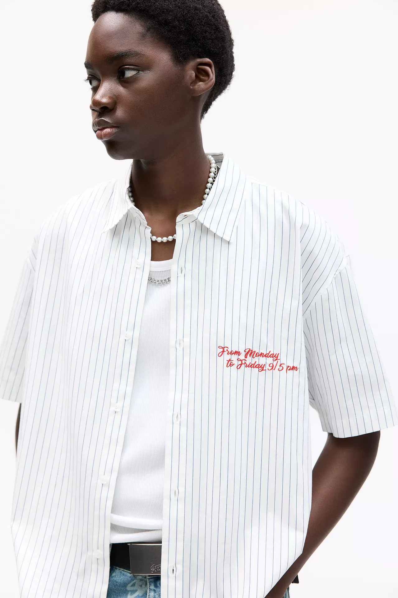 Short sleeve striped STWD shirt | PULL and BEAR UK