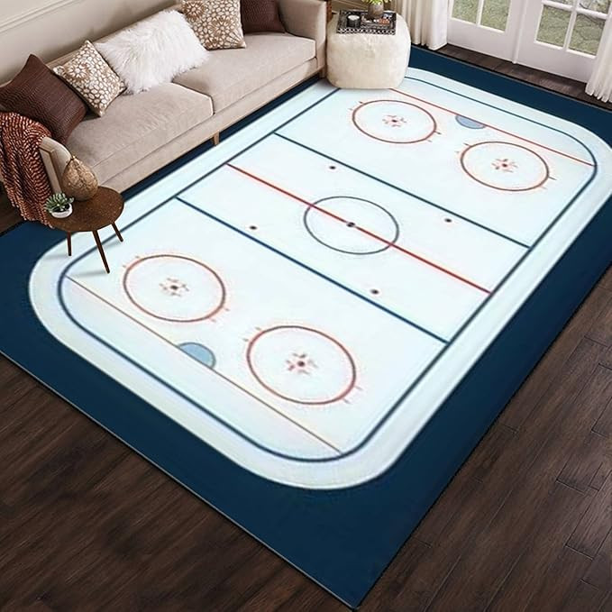 ice Hockey Rink Marking Detailed top View Area Rug Outdoor Patio Rug Play Mat Modern Floor Carpet... | Amazon (US)