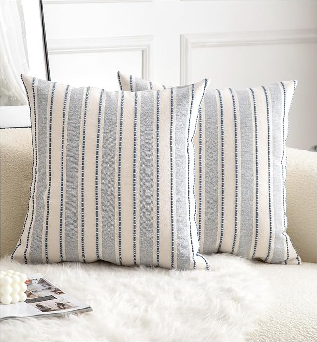 Decorative Boho Throw Pillow Covers, Farmhouse Textured Pillow Case, 18 x 18 Inch Set of 2, Chair... | Amazon (US)
