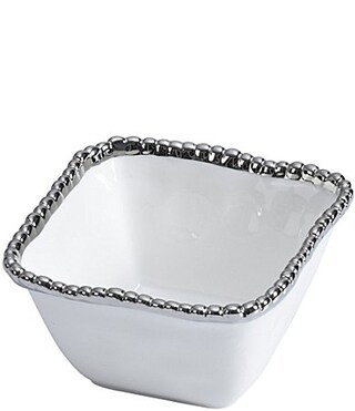 Pampa Bay Salerno Silver Porcelain Square Snack Bowl - White Silver | Dillard's