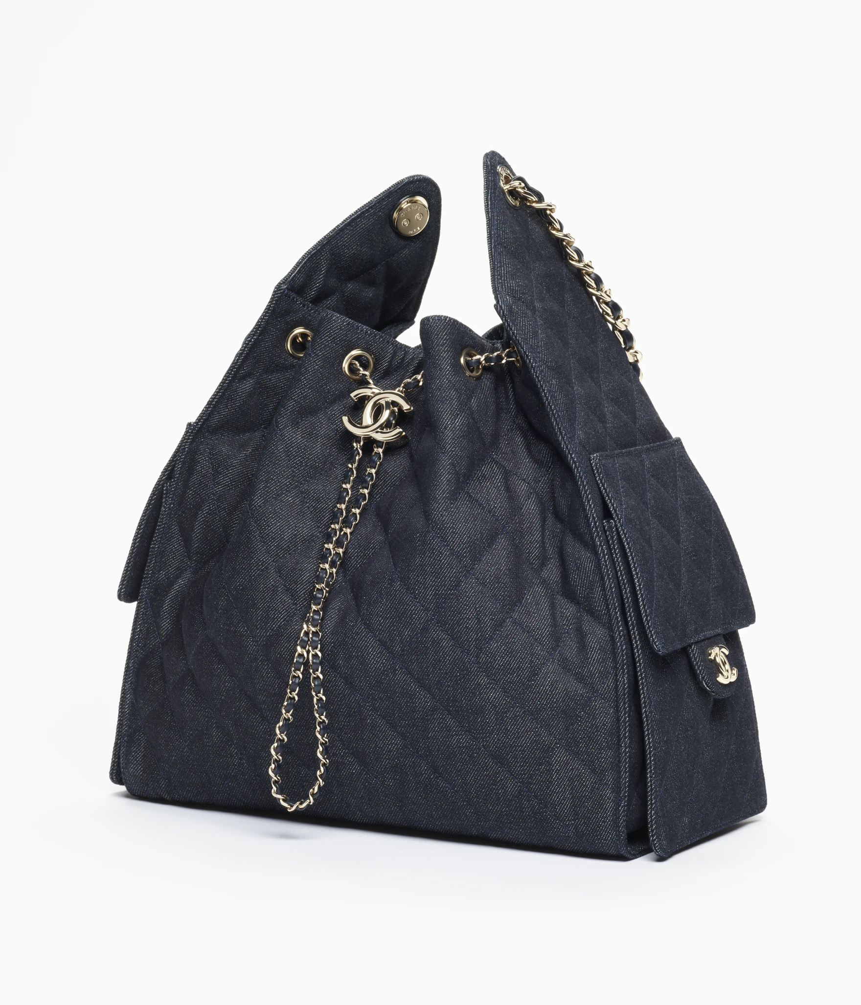 Chanel 25 medium handbag, Denim & gold-tone metal, dark blue \u2014 Fashion | CHANEL | Chanel, Inc. (US)