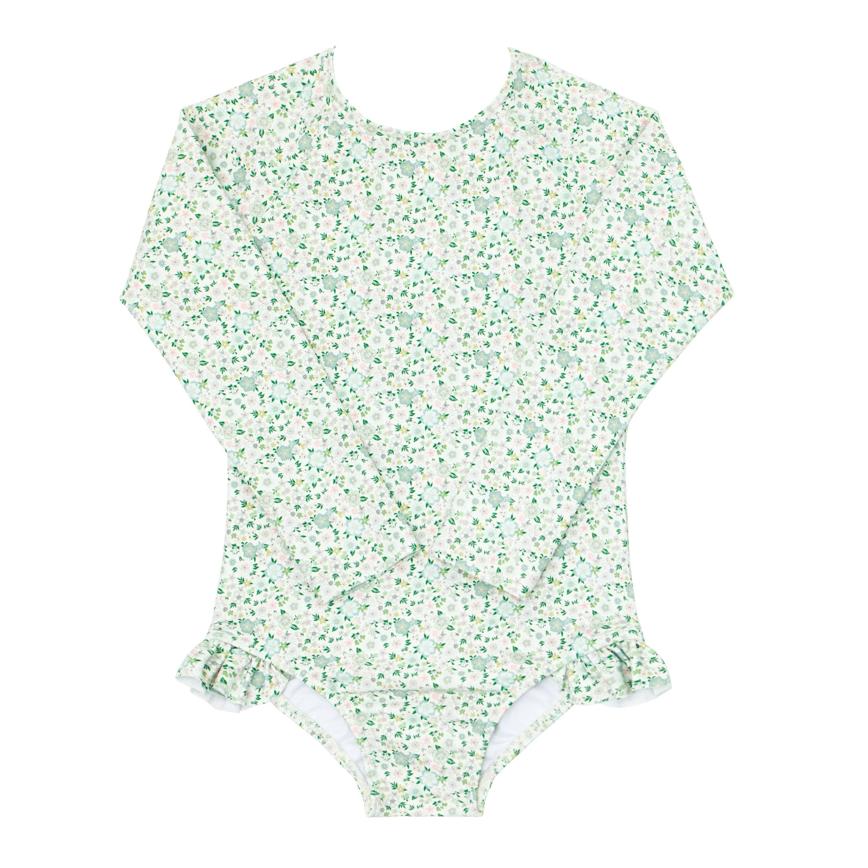 girls sea marsh floral rashguard one piece | minnow