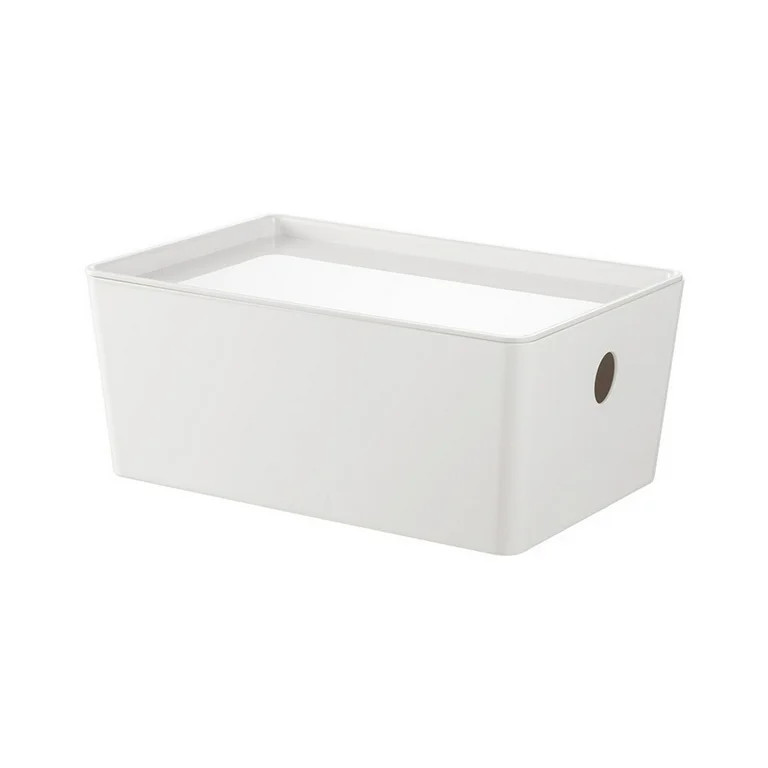 Plastic Storage Bin with Lid, White Basket with Handle for Organizing, Multipurpose for Classroom... | Walmart (US)