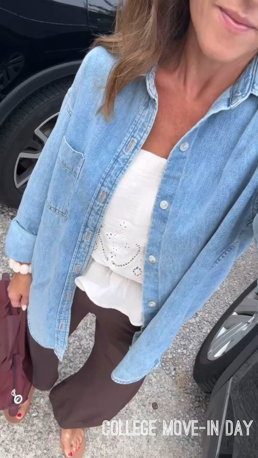 XS top
Pants size 2 regular 
XS denim shirt

#LTKmomlife #LTKSeasonal