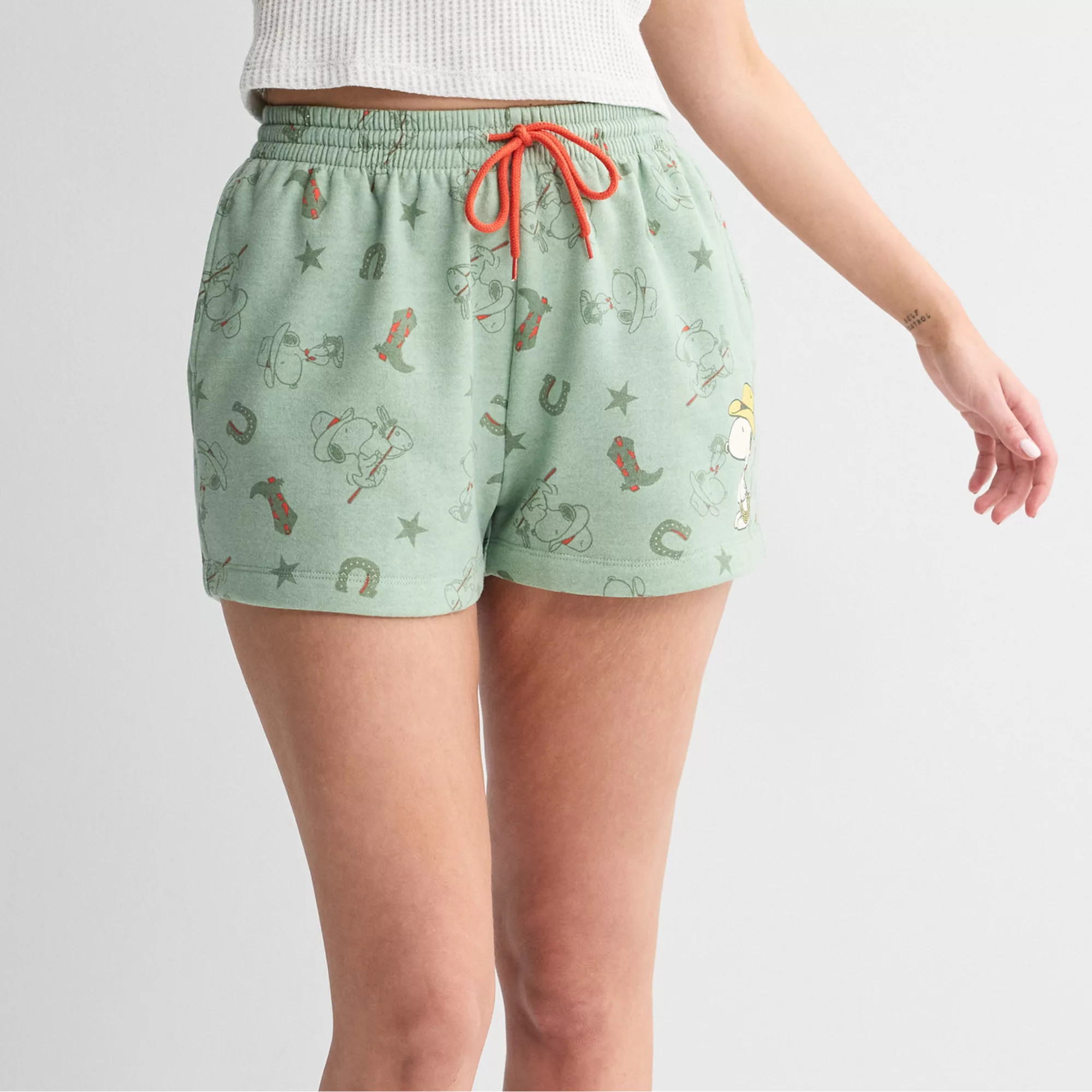 Juniors' Peanuts Snoopy Cowboy Fleece Shorts | Kohl's