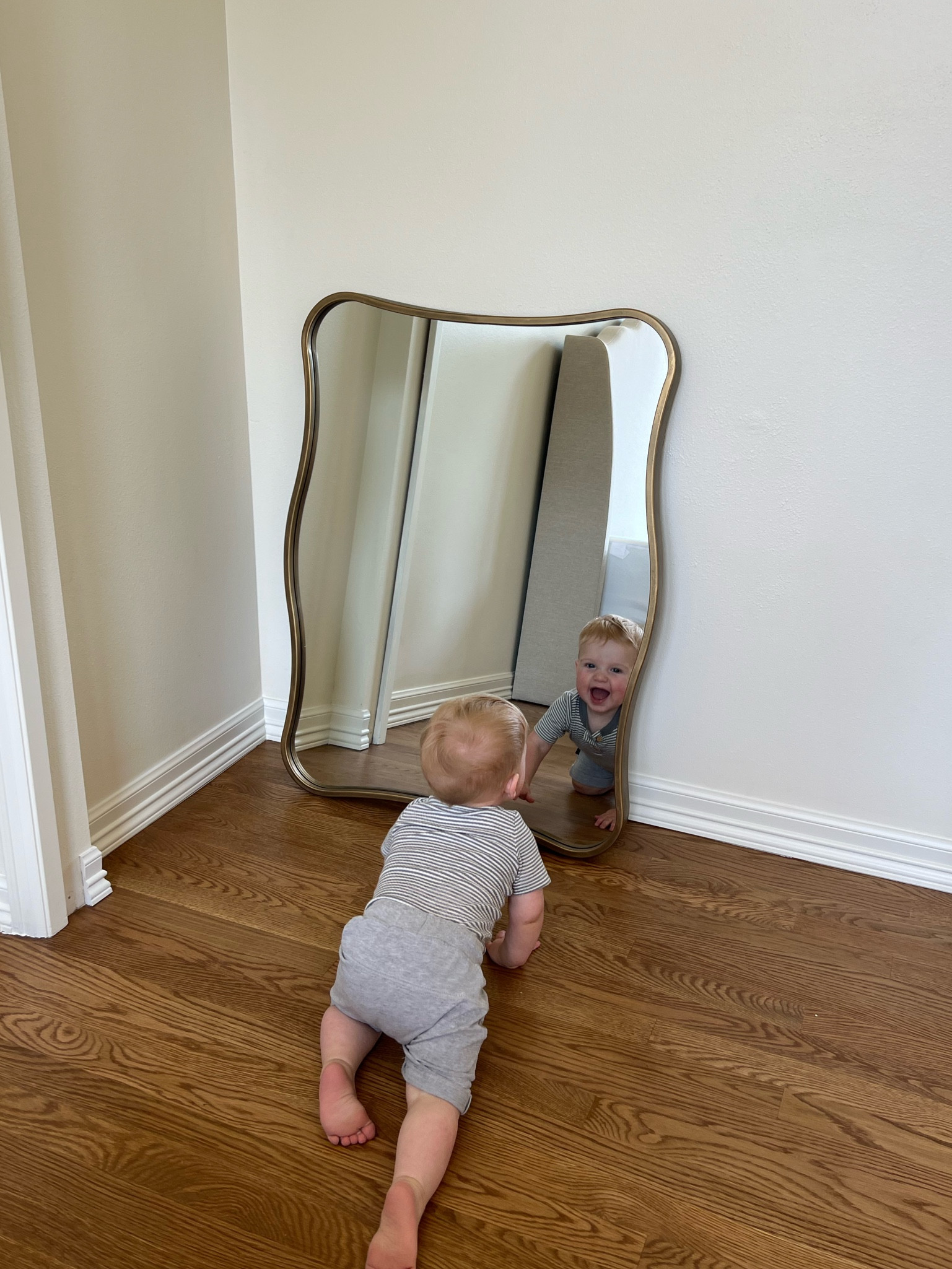 Love this mirror!! It’s a vanity mirror but lowkey huge so I don’t know if it will fit in the powder bath like I wanted haha but I looove it!! 

#LTKHome