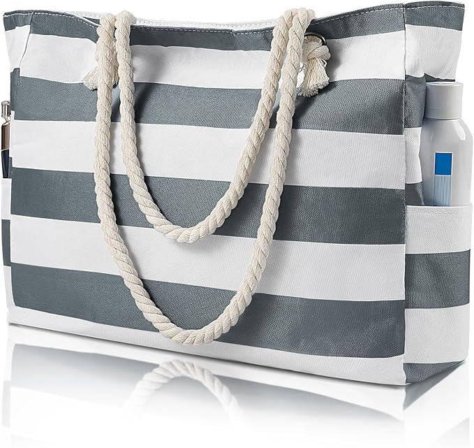 Pleneal Beach Bags For Women - Large Beach Bags with Zipper Waterproof Sandproof Swim Pool Beach ... | Amazon (US)