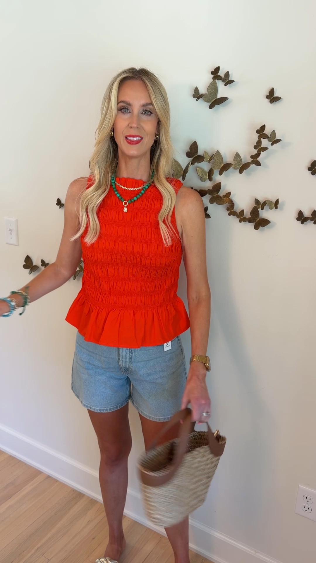 @walmart top and denim shorts