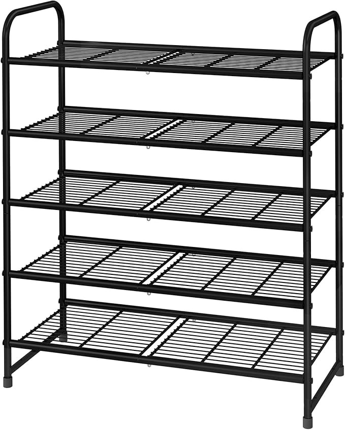 Simple Trending 5-Tier Stackable Shoe Rack, Expandable & Adjustable Shoe Organizer Storage Shelf,... | Amazon (US)