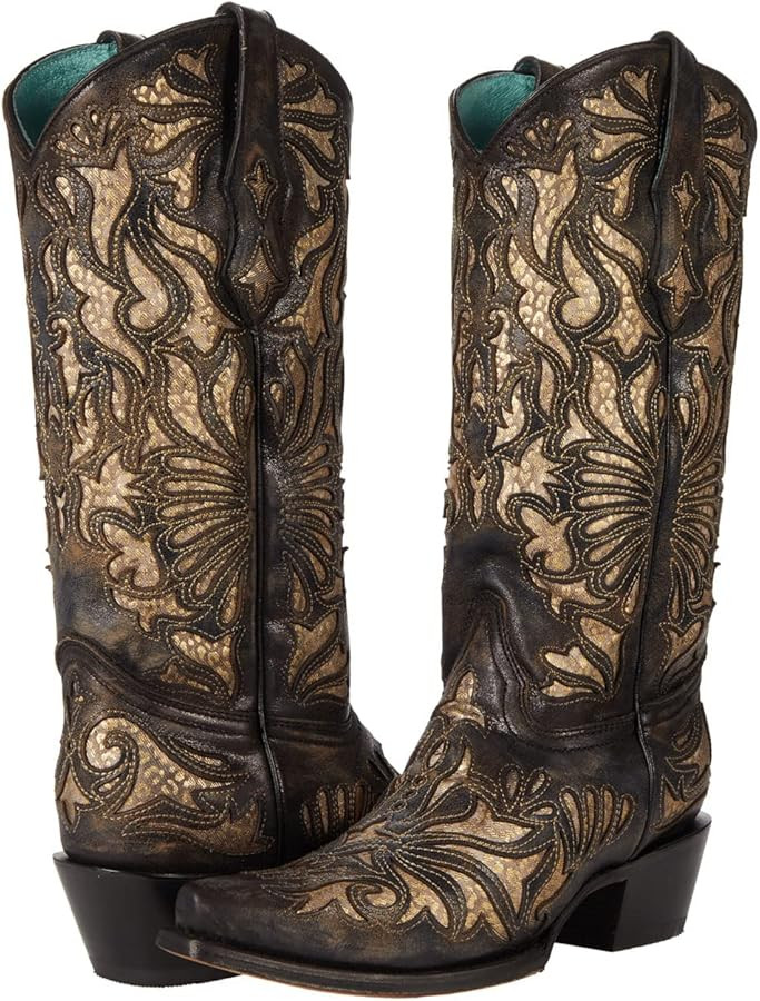 Corral Boots C3814 Black/Gold 9 B (M) | Amazon (US)