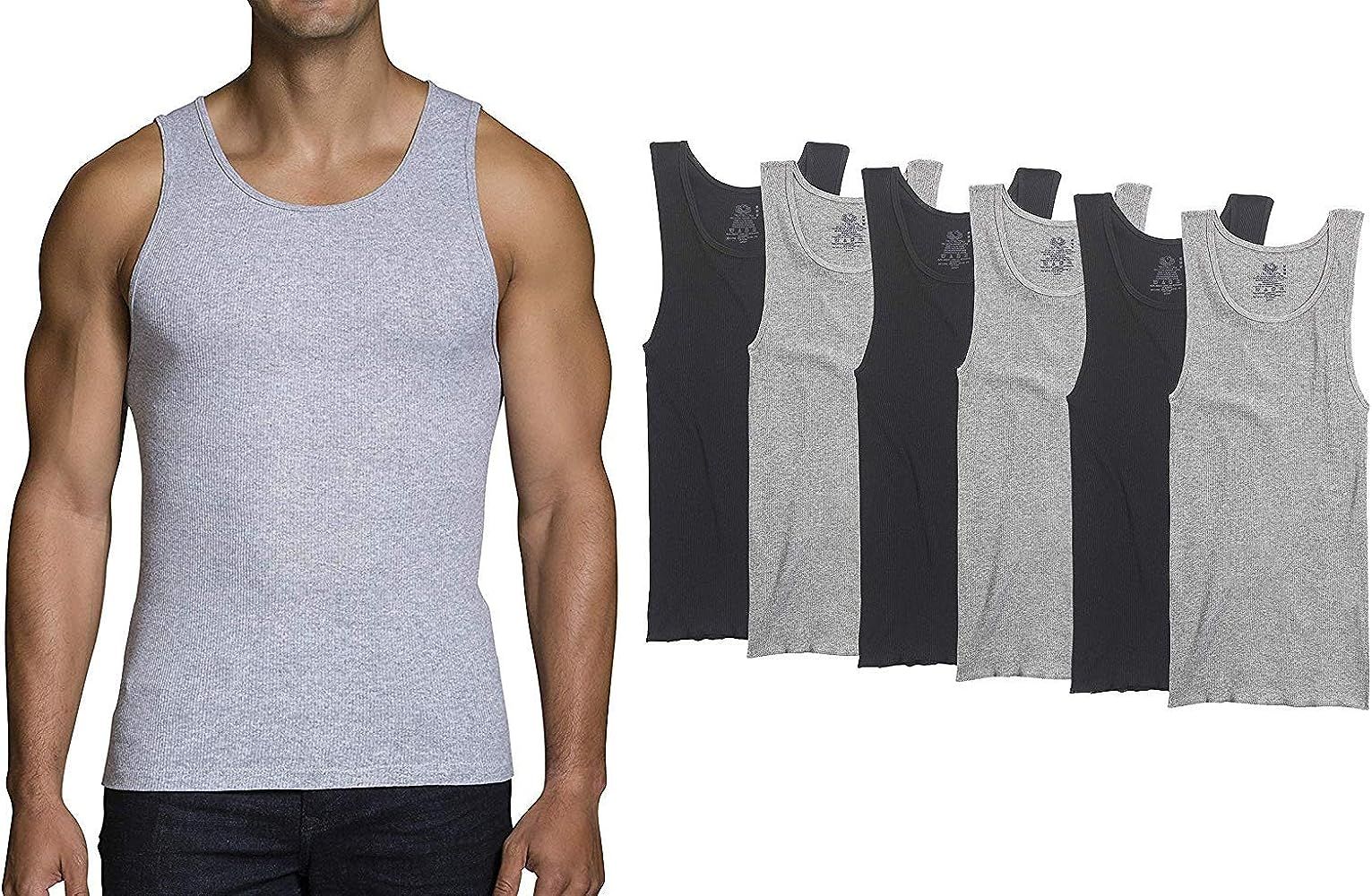 Fruit of the Loom Men's 6-Pack A-Shirts - Black & Gray, Medium at Amazon Men’s Clothing store | Amazon (US)