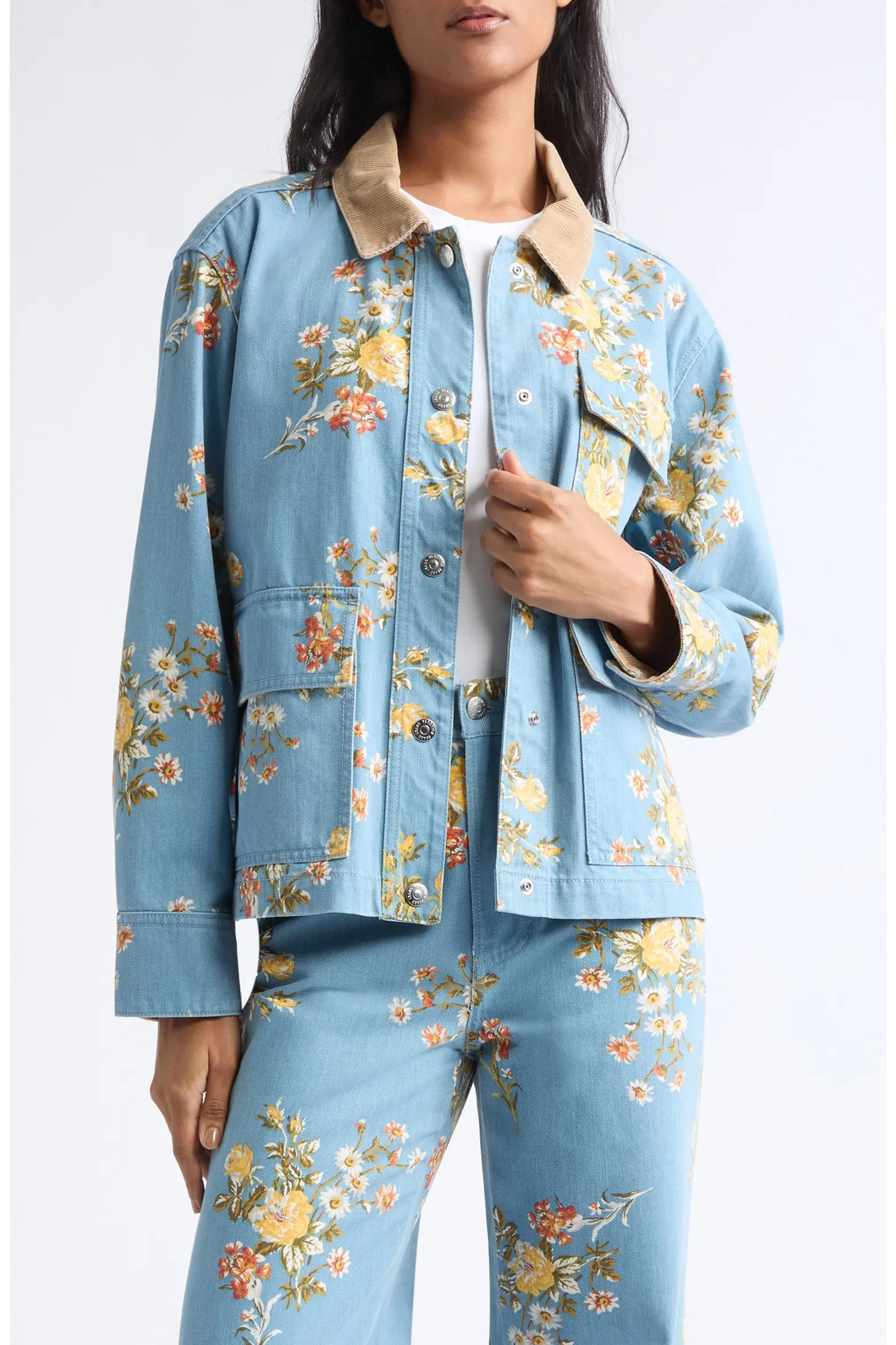 Veronica Beard Leighton Floral Print Denim Jacket (Women) | Nordstrom | Nordstrom