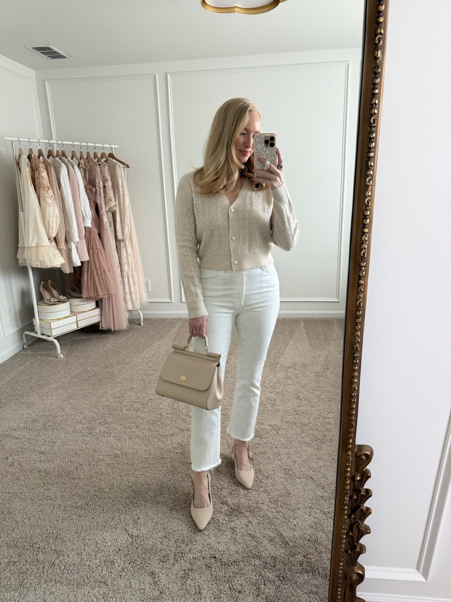 Cute winter to spring transitional workwear look! Wearing size medium in the cardigan and size 28 in the white jeans. Winter outfits // spring outfits // transitional outfits // casual workwear // work outfits // neutral outfits // Nordstrom finds 

#LTKWorkwear #LTKStyleTip #LTKSeasonal