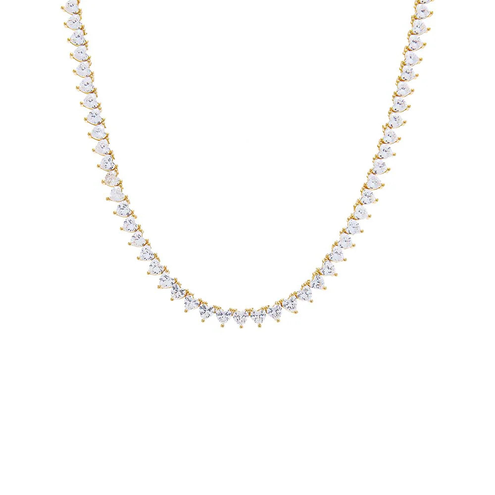 Heart Tennis Necklace by By Adina Eden Gold | Casual Chic Boutique
