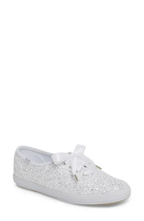 Keds® x kate spade new york glitter sneaker in White at Nordstrom, Size 9 | Nordstrom