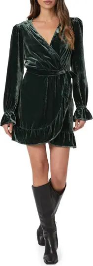PAIGE Ysabel Long Sleeve Velvet Wrap Minidress | Nordstrom | Nordstrom