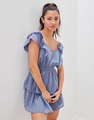 AE Floral Ruffle Tiered Mini Dress | American Eagle Outfitters (US & CA)