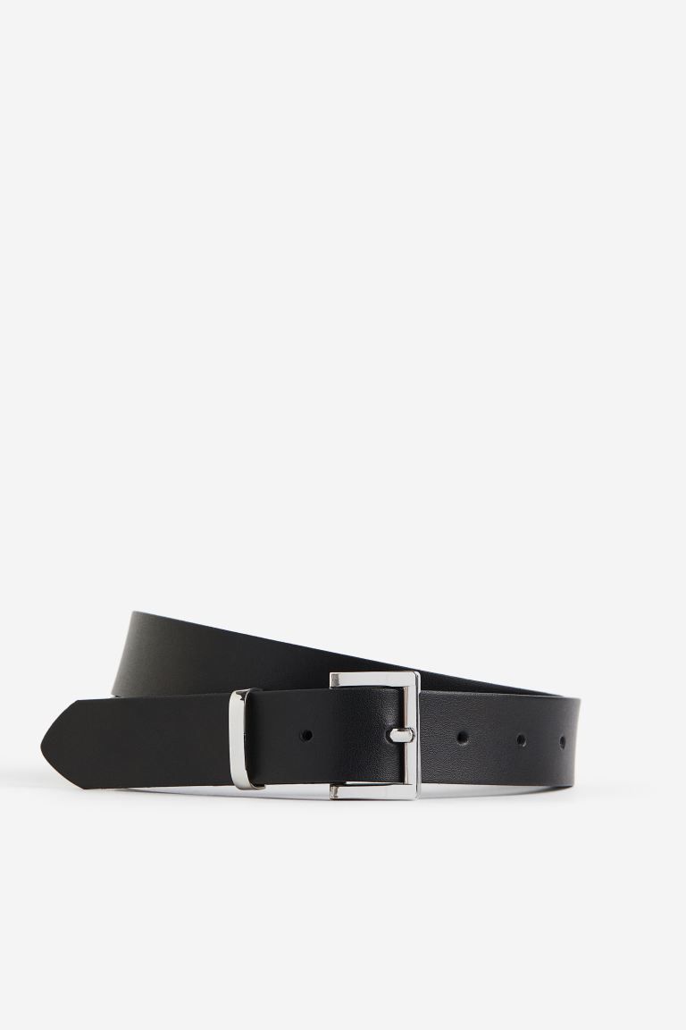 Leather Belt - Black/silver-colored - Ladies | H&M US | H&M (US + CA)