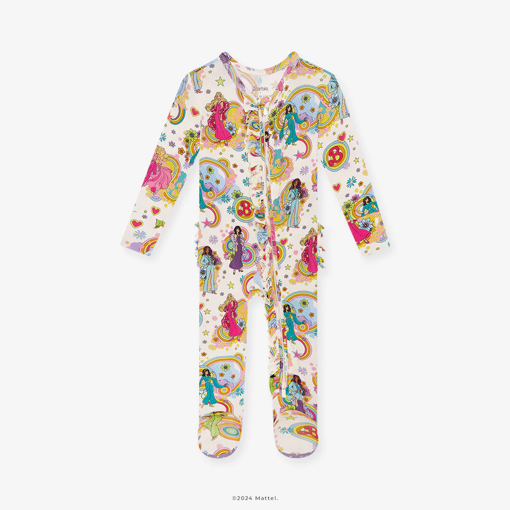 White Baby Girl Sleeper | Groovy Barbie™ and Friends | Posh Peanut
