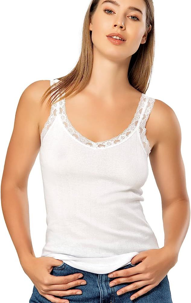 VAVONNE Camisole for Women, All Cotton, Airy Soft Comfy Tank Tops Cami Undershirt | Amazon (US)