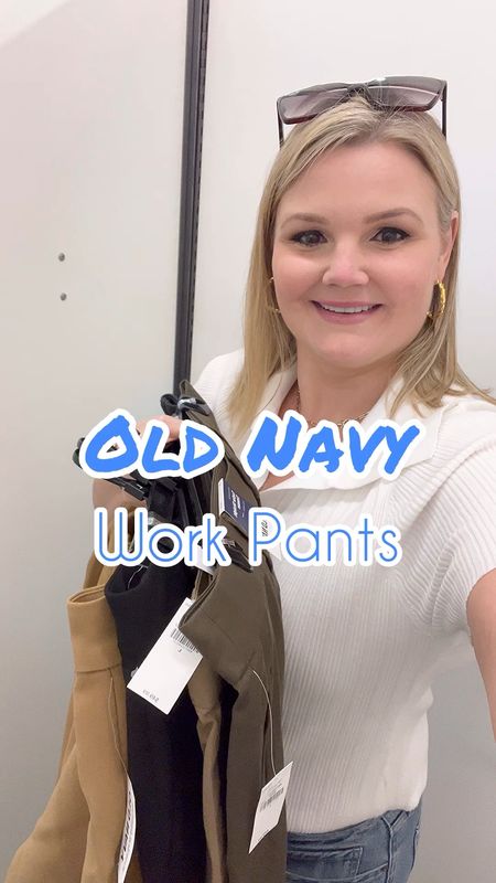 Work pants from Old Navy! Wearing size large or 12 in all pants. The first two cargo style pants have a looser, wider leg. In the pixie pants, they fit close to the body so consider sizing up if you want them less tight. All are currently on sale online!

#LTKworkwear #LTKmidsize #LTKover40