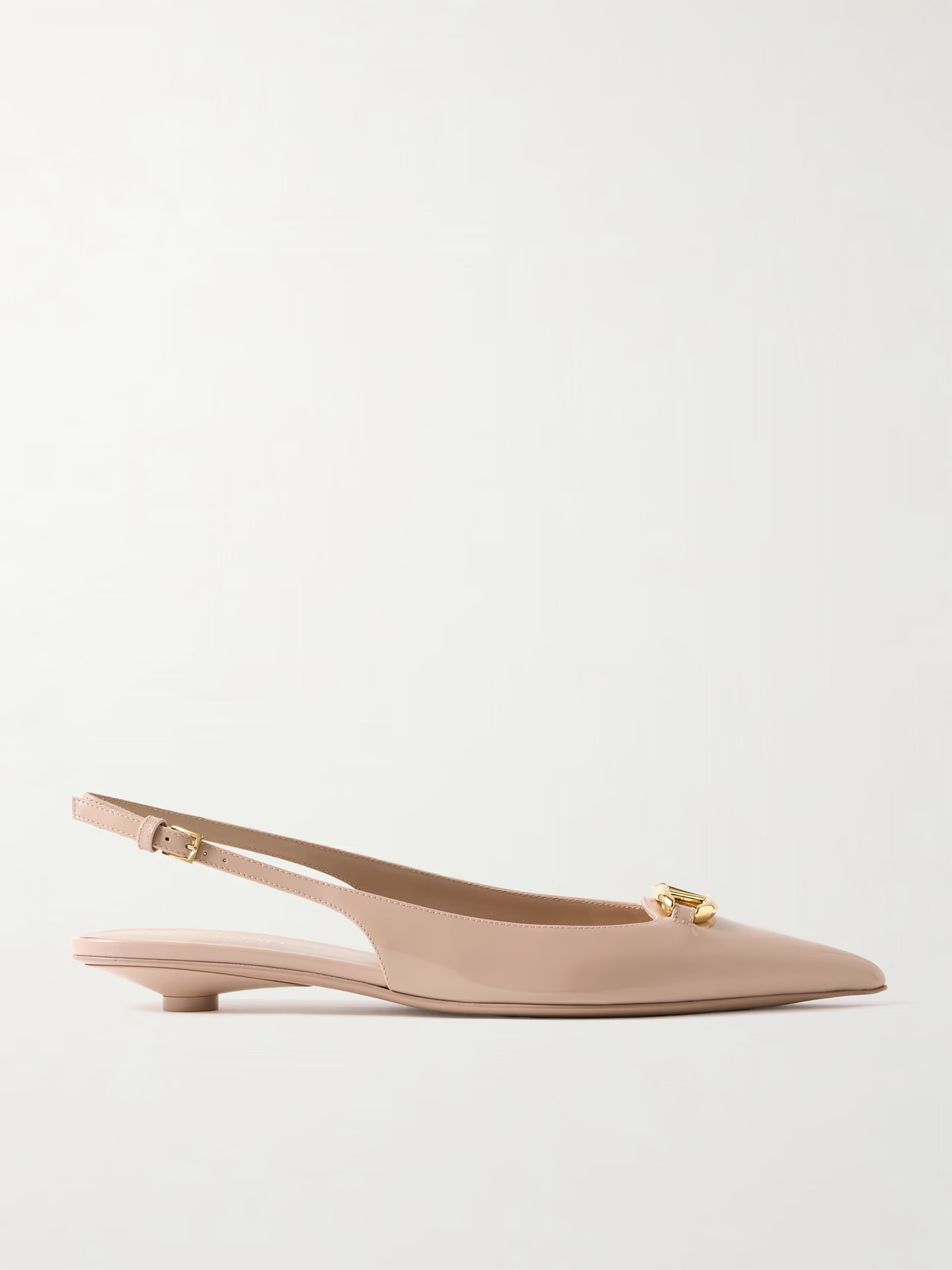 Valentino Garavani - Vlogo Bold 20 Embellished Patent-leather Pumps - Neutrals | NET-A-PORTER (US)