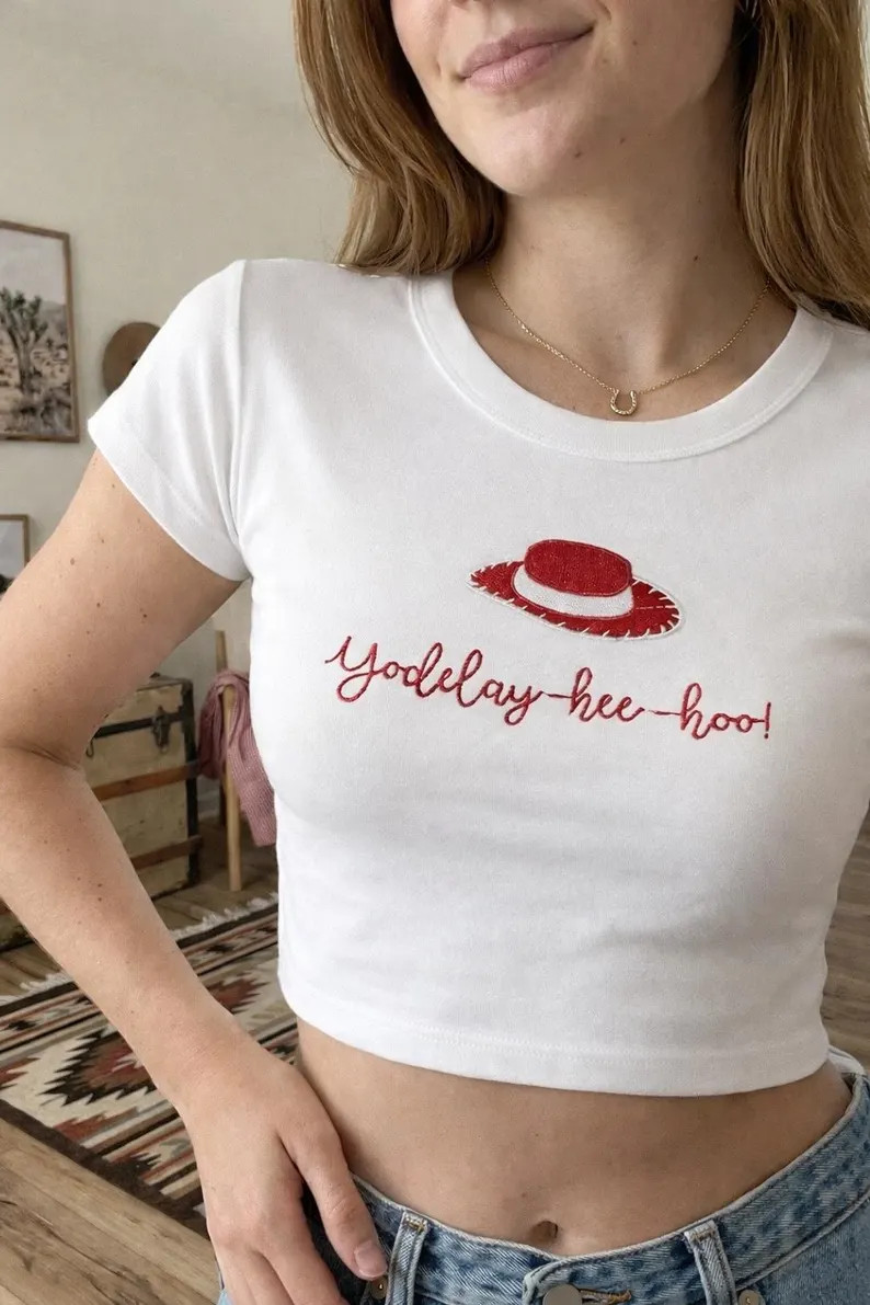 Jessie Cowgirl Crop Tank Top: Embroidered Retro Western Baby Tee | Etsy (US)