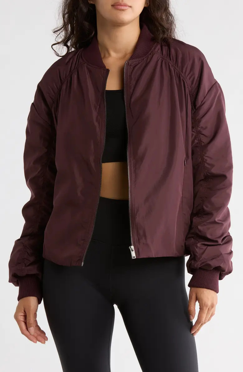 Z by Zella Ruched Sleeve Bomber Jacket | Nordstromrack | Nordstrom Rack