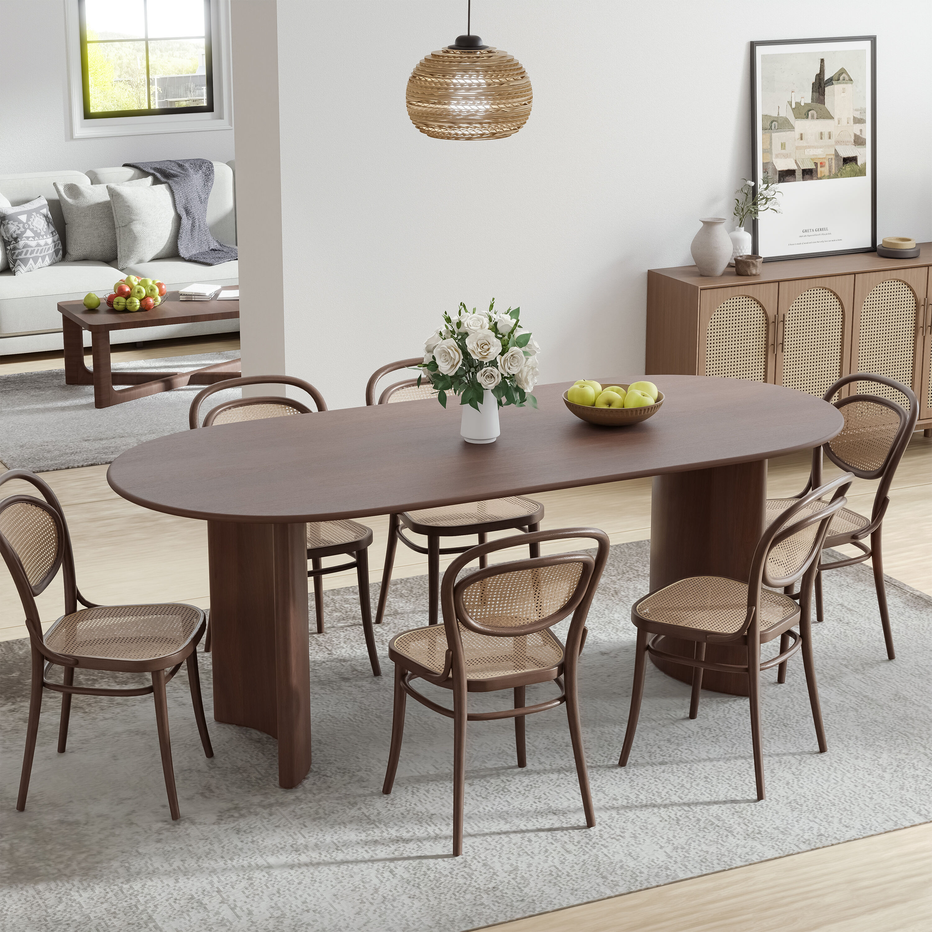 Dovelina Solid Wood Modern Dining Table Kitchen Table with Fluted Base for 6 People 67-in Lx30-in H one_size | LS0102-091504 | Lowe's