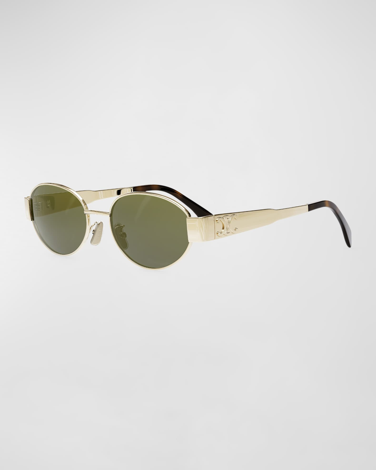 Celine Triomphe Oval Metal Sunglasses | Neiman Marcus