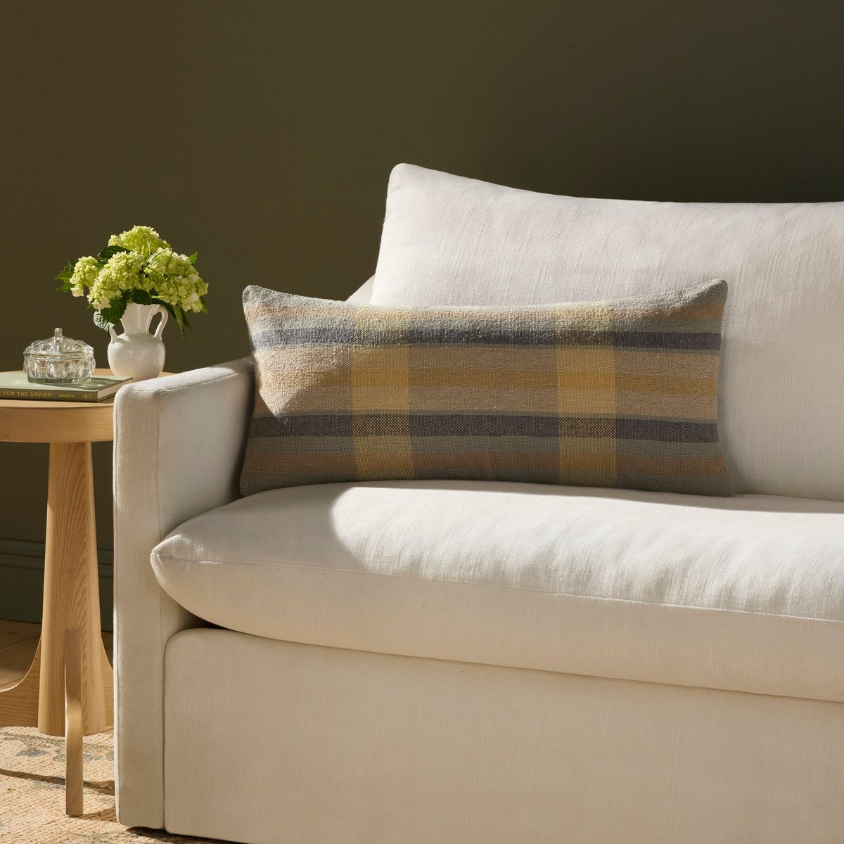 Andi Pillow PCJ-0034 Yellow/Blue Cotton Plaid | Rugs Direct