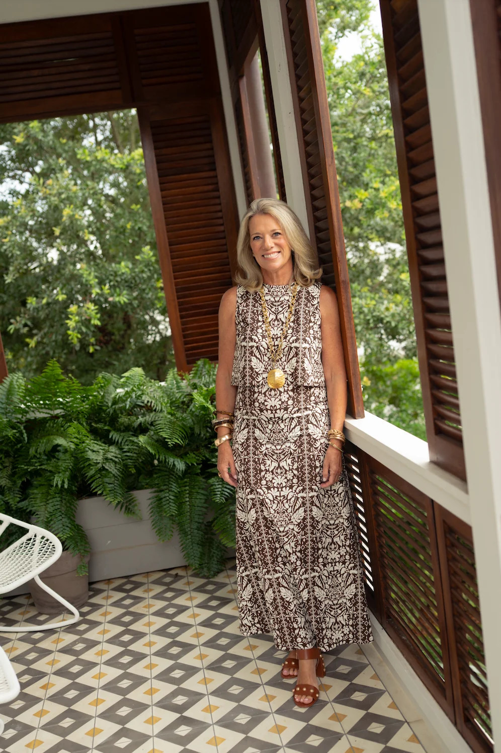 Tropical Block Print Midi Skirt Set | Sail to Sable