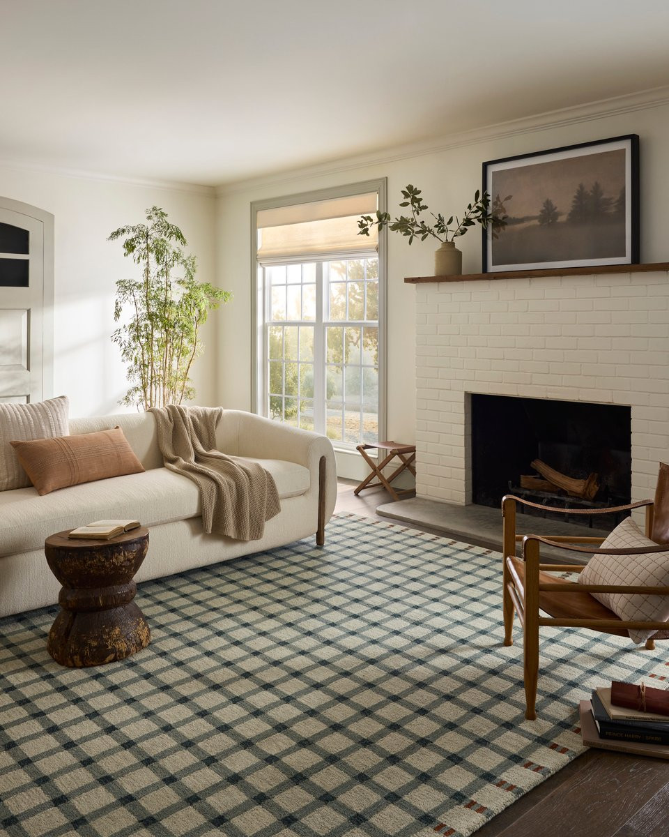 Waylon WAY-02 Spa/Brick Wool Hand-Tufted Checkered Area Rug | Rugs Direct