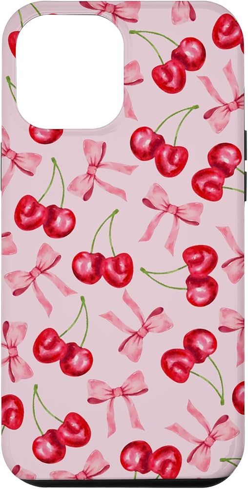 iPhone 12 Pro Max Aesthetic Coquette Cherry Dig With Bow Ribbon Case | Amazon (US)