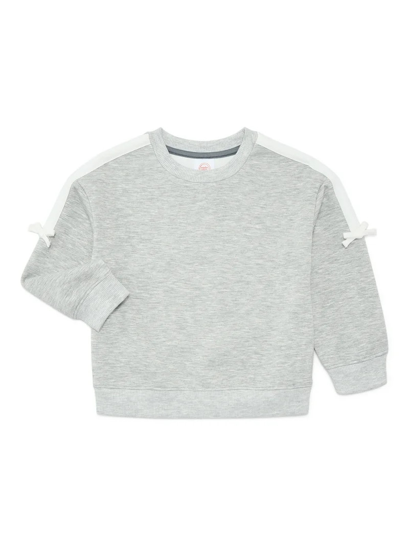 Wonder Nation Toddler Girls Crewneck Pullover with Bows, Sizes 12M-5T | Walmart (US)