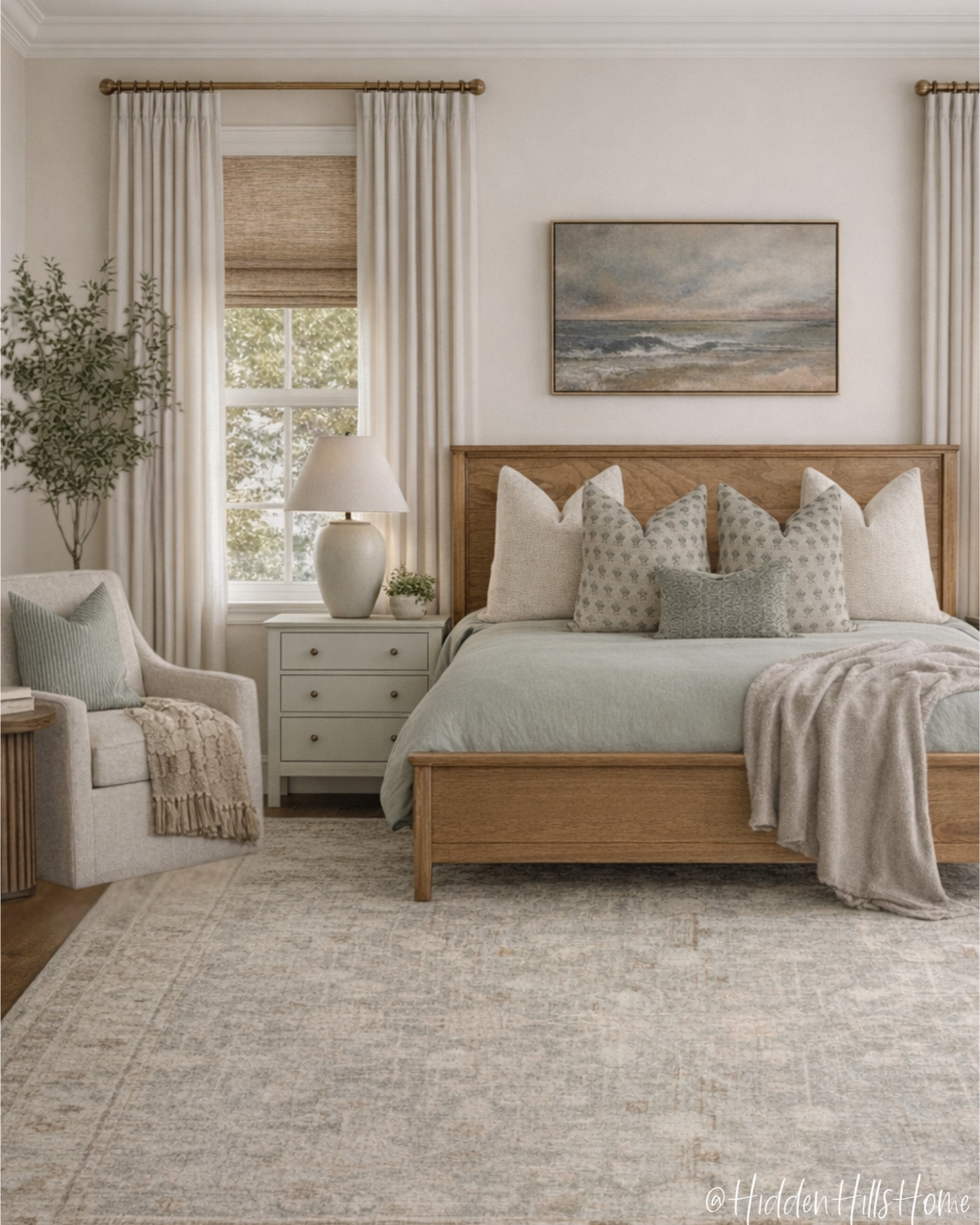 Master bedroom decor mood board, bedroom design ideas, home decor, primary bedroom design, bedding, nightstands, bedroom rug, curtains

#LTKHome #LTKSaleAlert #LTKSeasonal