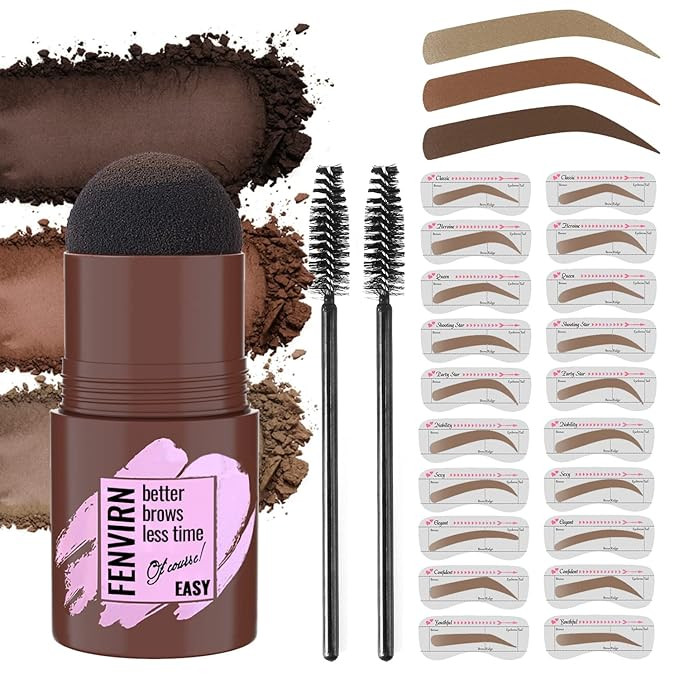 FENVIRN Eyebrow Stamp Stencil Kit - Eyebrow Stamp and Shaping Kit for Perfect Brow, 20 Eyebrow St... | Amazon (US)