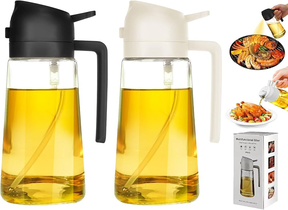 Oil Sprayer for Cooking,2 in 1 Olive Oil Dispenser and Oil Sprayer 470ml Olive Oil Spritzer for A... | Amazon (US)