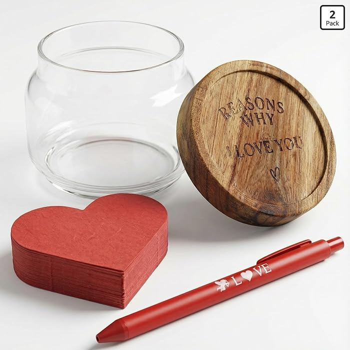 FoldTier Love Notes Jar Love You Because Jar with 100 Note Cards and 1 Pcs Pen, Mother's Day Boyf... | Amazon (US)