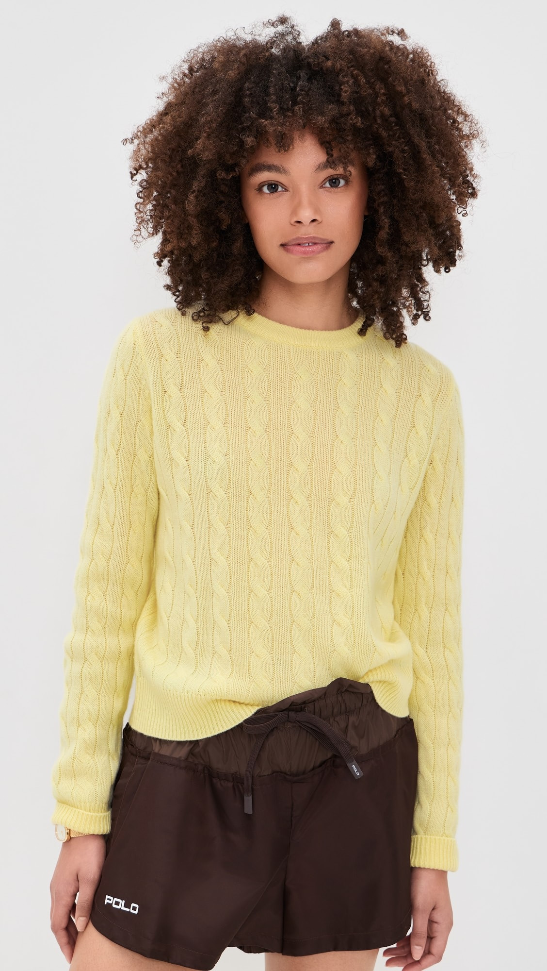 Cashmere Varsity Cable Crewneck | Shopbop